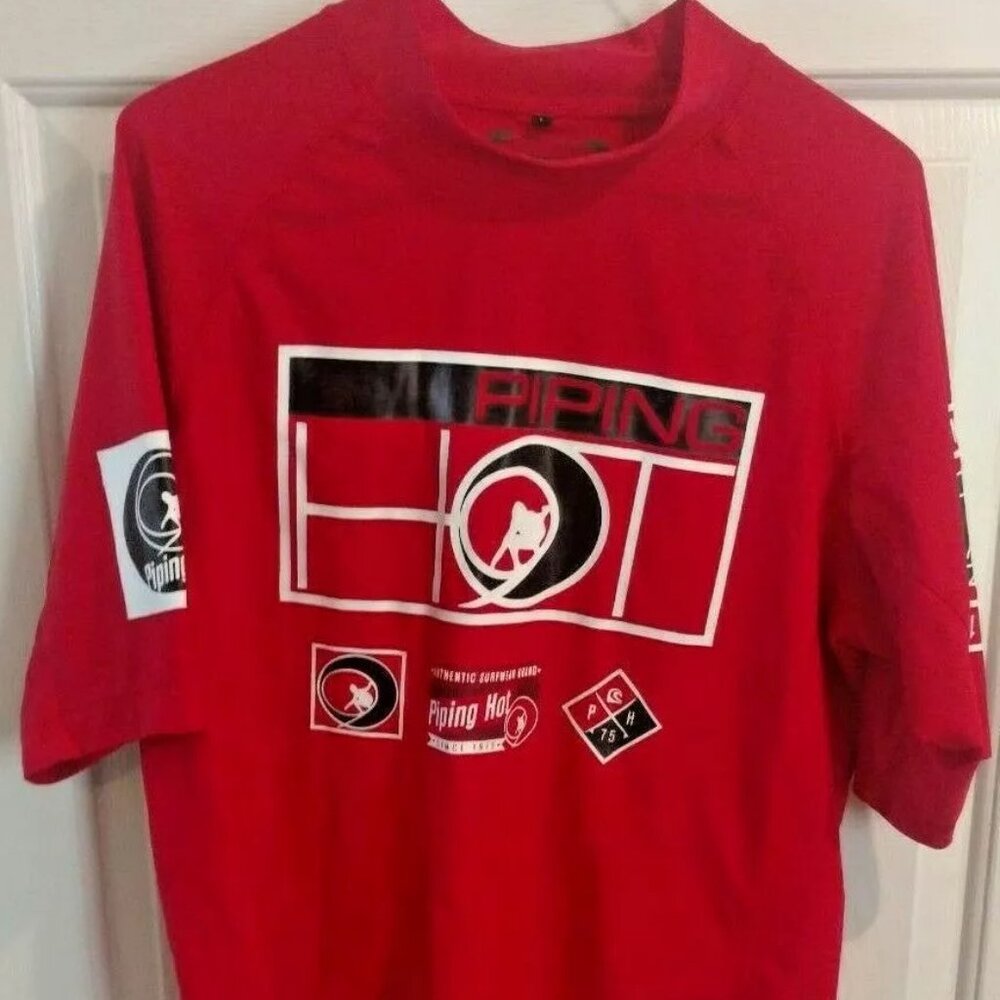 Piping Hot Surfwear Surfing Jersey Rashie Rash Shirt Surf Wet Top Men's Large